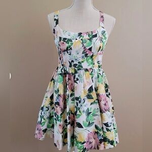 For Love and Lemons Floral Sage Dress - Playful Party Perfection. Sz XS